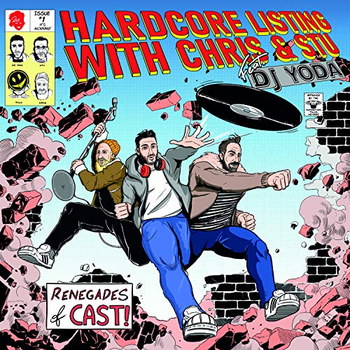 Vinyl record cover: comic-style illustration of three men and DJ Yoda.
