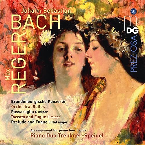 CD cover: painting of two women with flowers, text “Bach” and “Reger”.