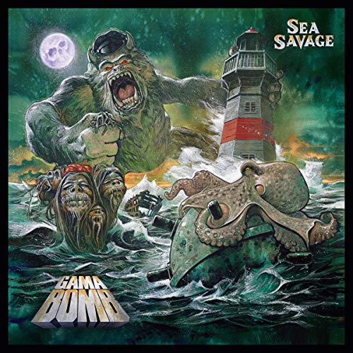CD cover: gorilla, octopus, lighthouse, and zombie in stormy seas.