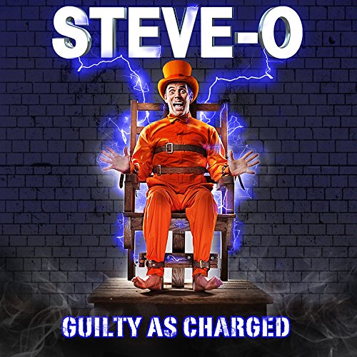 Steve-O in orange jumpsuit, strapped to an electric chair, album cover.
