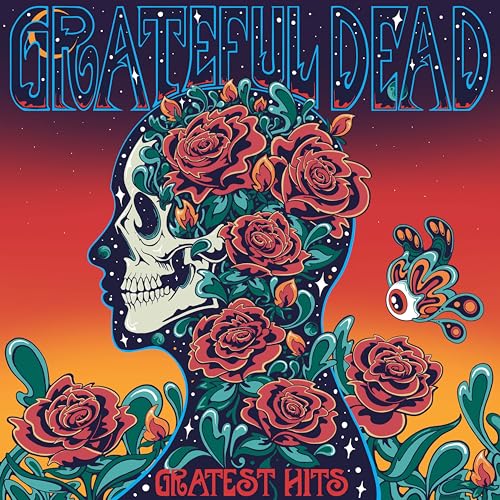 Grateful Dead album cover: skull silhouette filled with roses and flowers.