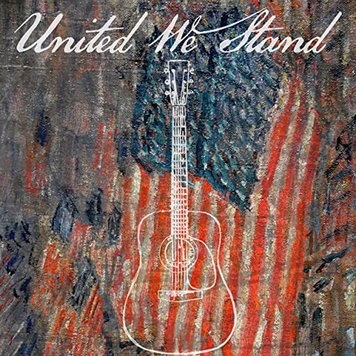 CD cover: acoustic guitar outline over a painted American flag background.