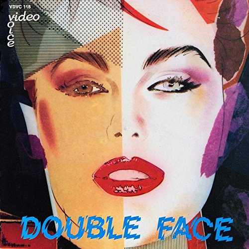 Vinyl record cover: split-face portrait with red lips and bold text.