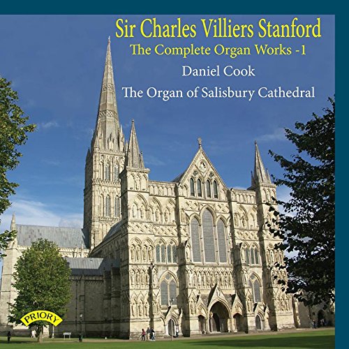 CD cover featuring Salisbury Cathedral and text: "Sir Charles Villiers Stanford.