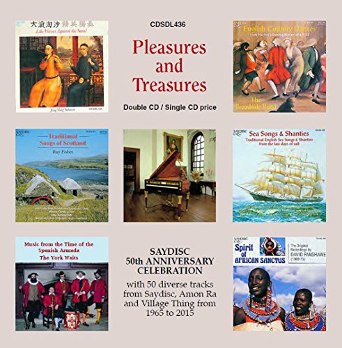 CD cover for “Pleasures & Treasures” featuring historical scene imagery.