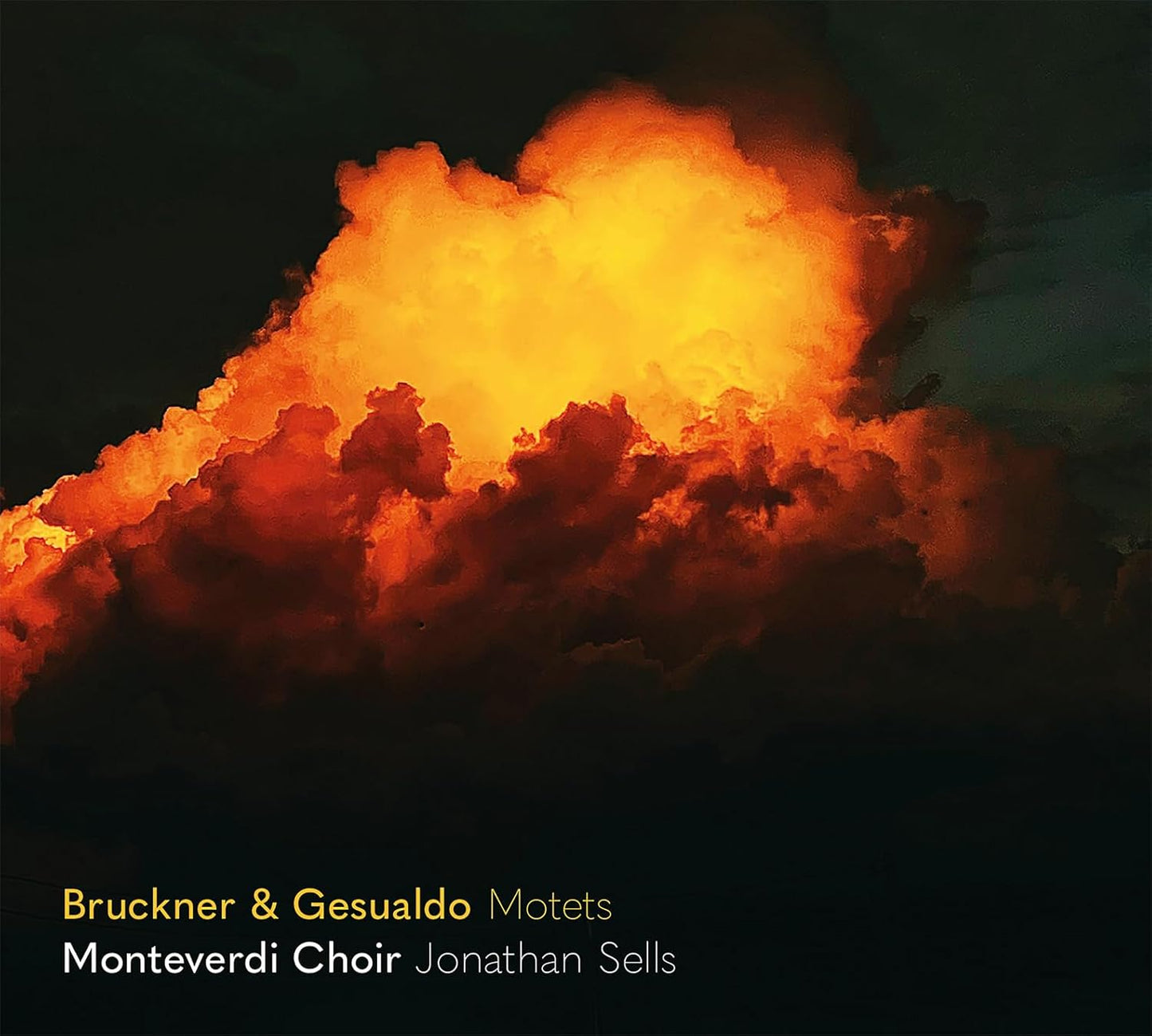 CD cover: fiery orange cloudscape with text “Bruckner & Gesualdo Motets”.