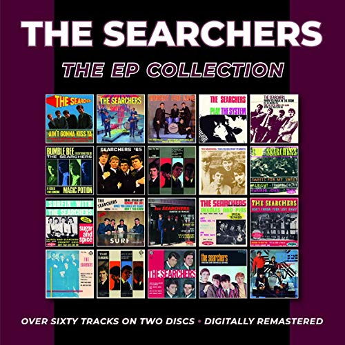 CD cover showing a grid of twenty vintage EP album covers by The Searchers.