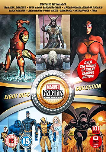 Marvel Knights Collection DVD cover featuring Iron Man, Thor, Spider-Woman, and Black Panther.