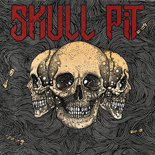 CD cover with three illustrated skulls against a textured, dark background.