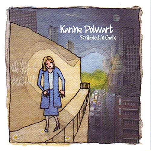 CD cover for Karine Polwart’s “Scribbled in Chalk” featuring illustrated woman.