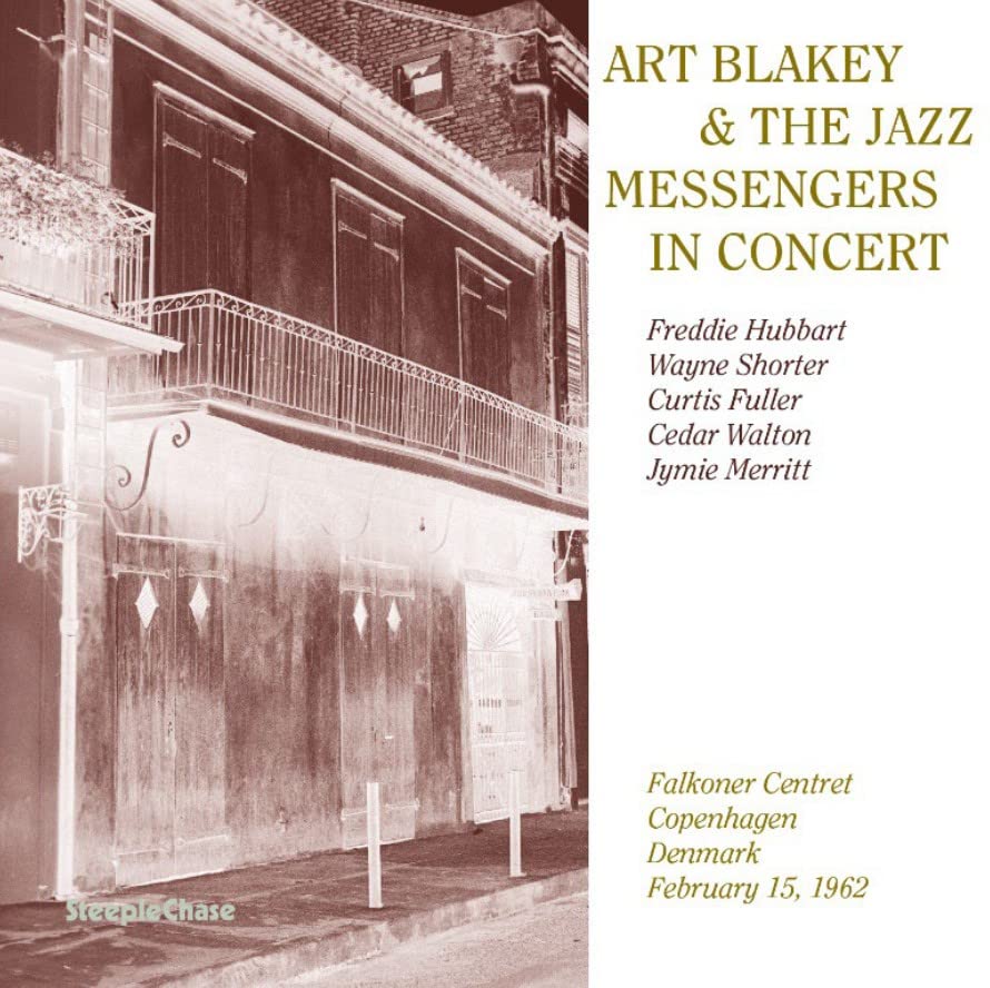 CD cover for Art Blakey & The Jazz Messengers live album, sepia tone.
