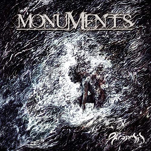 Album cover for “Monuments - Phronesis” featuring a distressed, abstract figure.