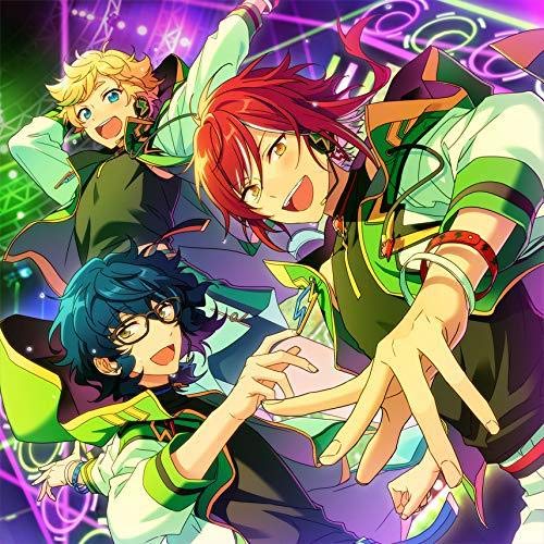 Anime-style illustration of three young men with vibrant hair colors.