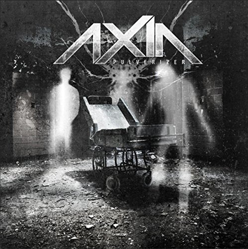 Black and white CD cover with industrial machinery and band logo "AXIN".