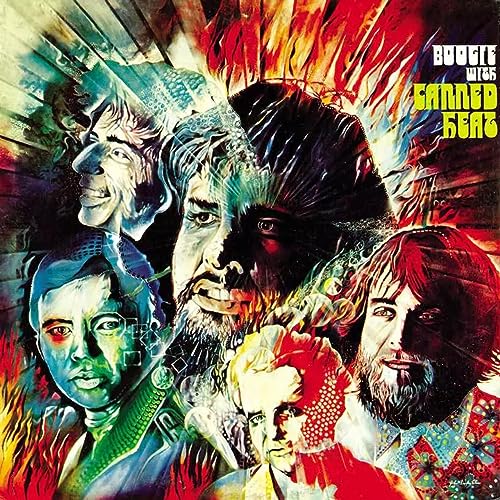 Album cover for Canned Heat’s “Boogie With Canned Heat” featuring band members.