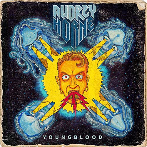 CD cover for Audrey Horne’s “Youngblood” featuring a distorted, surreal face.