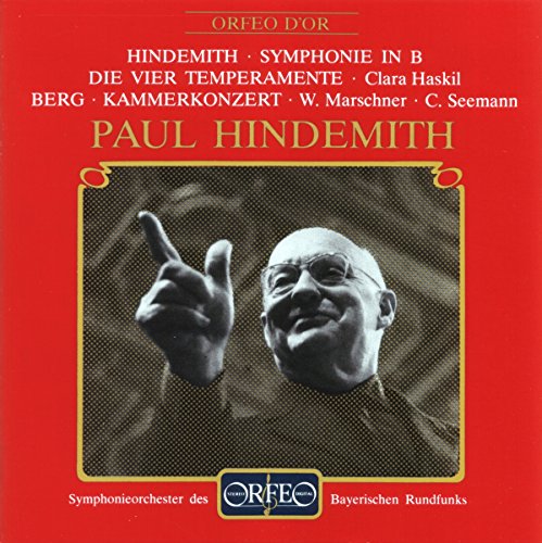 Red CD cover featuring portrait of composer Paul Hindemith conducting.