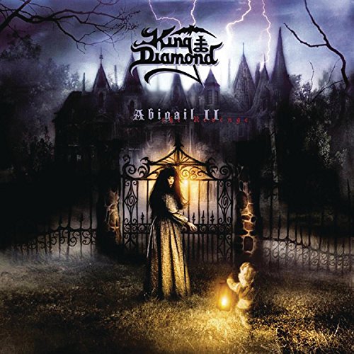 Album cover for King Diamond’s “Abigail II” featuring a haunted castle and figure.