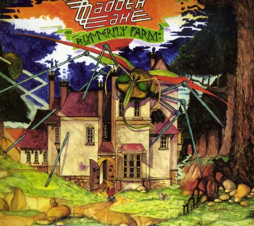 CD cover: fantastical illustration of a house with a large insect.