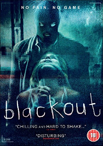 DVD cover for "Blackout" featuring a masked figure and distressed woman.