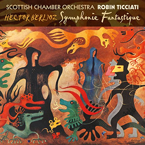 CD cover for Berlioz’s Symphonie Fantastique, abstract figures in red and blue.