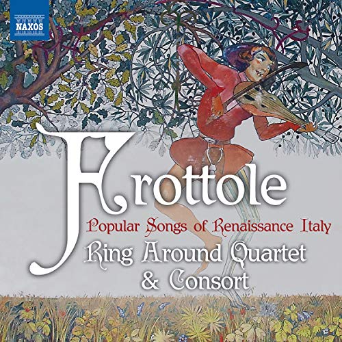 CD cover: violinist under tree branches, text “Frottole” and “Ring Around Quartet.”