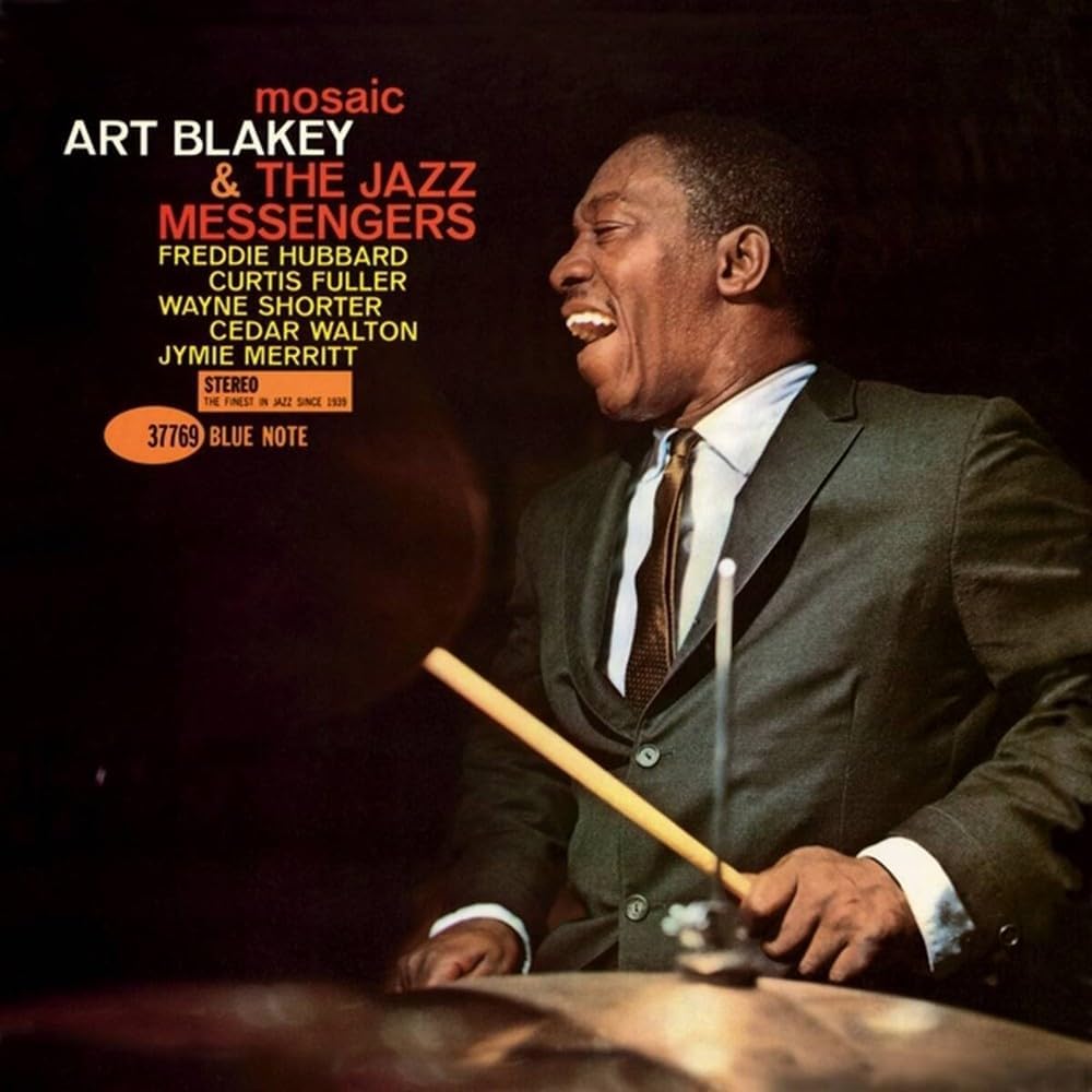 Art Blakey album cover featuring a portrait of the drummer in a suit.