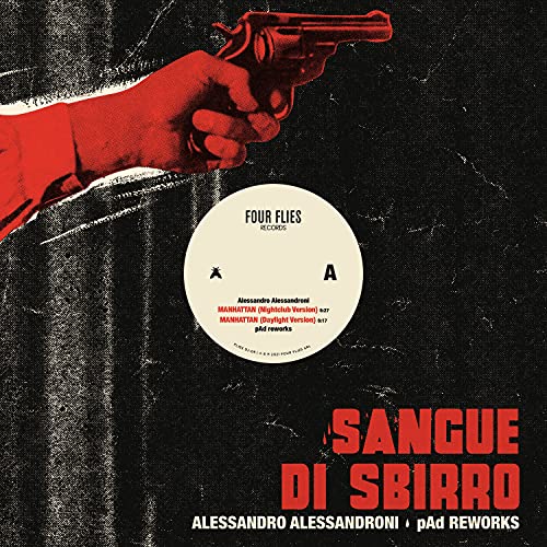 Vinyl record cover with a hand holding a gun and red text.