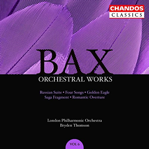 CD cover for “Bax Orchestral Works Vol. 6” with purple feather design.