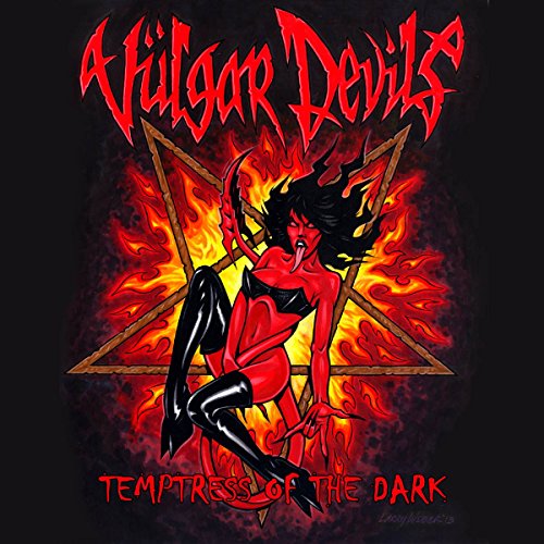 CD cover: red devil woman within a flaming pentagram design.