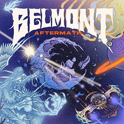 Album cover for Belmont’s “Aftermath” featuring cosmic imagery and text.