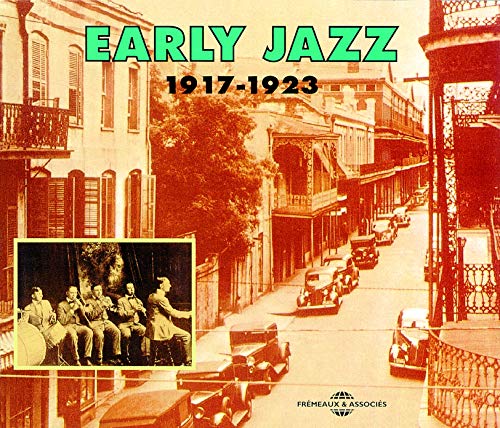 CD cover for “Early Jazz 1917-1923” featuring a New Orleans street scene.