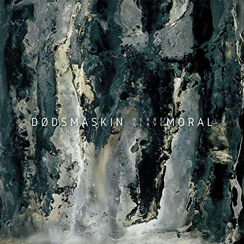 Vinyl album cover for Dödsmaskin - Herremoral | Slavemoral, abstract dark marbled design.