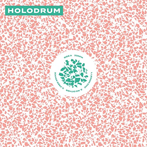 Holodrum vinyl record cover: pink geometric pattern with green circular label.