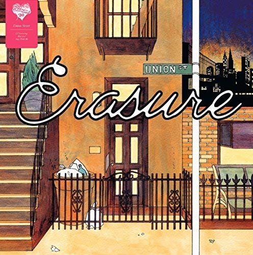 Erasure āUnion Streetā vinyl album cover, illustrated building facade.
