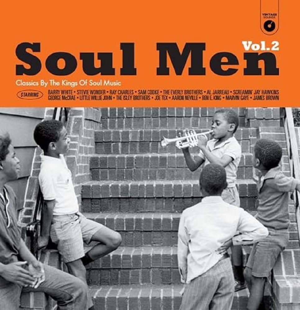 Vinyl album cover: “Soul Men Vol. 2” featuring boys with a trumpet.