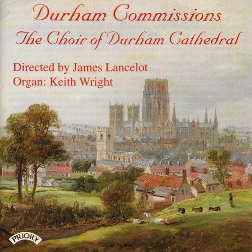 CD cover: Durham Cathedral painting with text details about the choir.