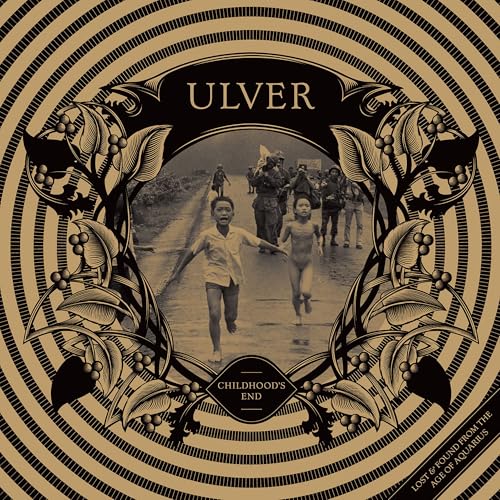 Ulver album cover: sepia-toned children running, ornate floral frame, spiral background.