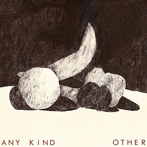 Black and white sketch of fruit on a surface, album cover.