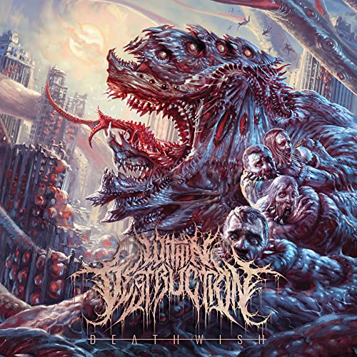 CD cover art: monstrous creature amidst a dystopian, ruined cityscape.