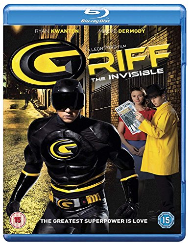 Griff The Invisible" Blu-ray cover featuring a man in a black superhero suit.