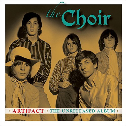 1970s band portrait, “The Choir” album cover, sepia tone, four men.