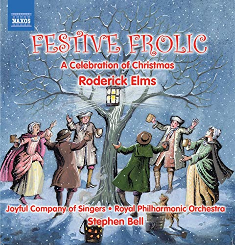 CD cover: winter scene with carolers around a snow-covered tree.