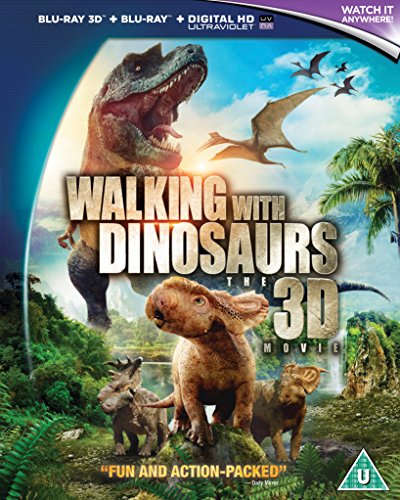 Walking With Dinosaurs" Blu-ray cover featuring a Tyrannosaurus Rex and other dinosaurs.