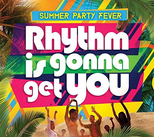 CD cover with colorful text, palm trees, and silhouetted people dancing.
