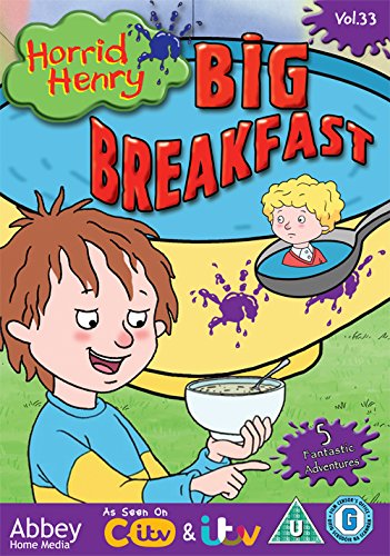 Horrid Henry" DVD cover featuring a boy with a spoon and cereal.