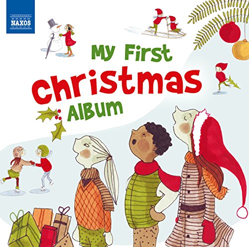 “My First Christmas Album” CD cover with illustrated children and winter scenes.