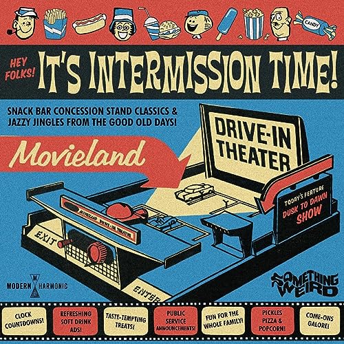 Yellow vinyl record cover depicting a retro drive-in movie theater concession stand.