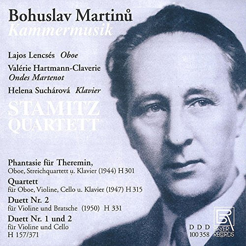 CD cover for Bohuslav Martinů chamber music, featuring a portrait.