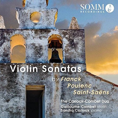 CD cover: weathered church tower, text “Violin Sonatas” by Frank, Poulenc, Saint-Saëns.